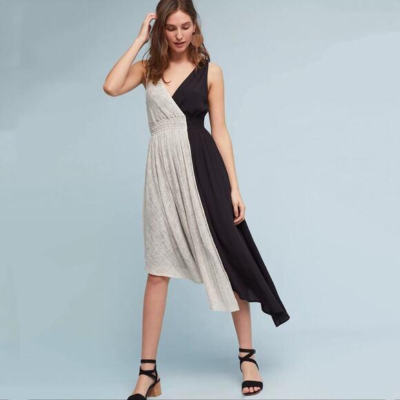 Anthropologie Maeve Two Tone Elisabel Midi Dress Sz S - Picture 1 of 9